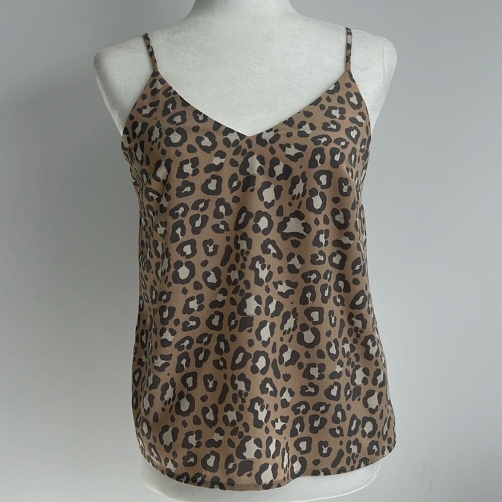 A NEW DAY leopard print tank top tan gray XS